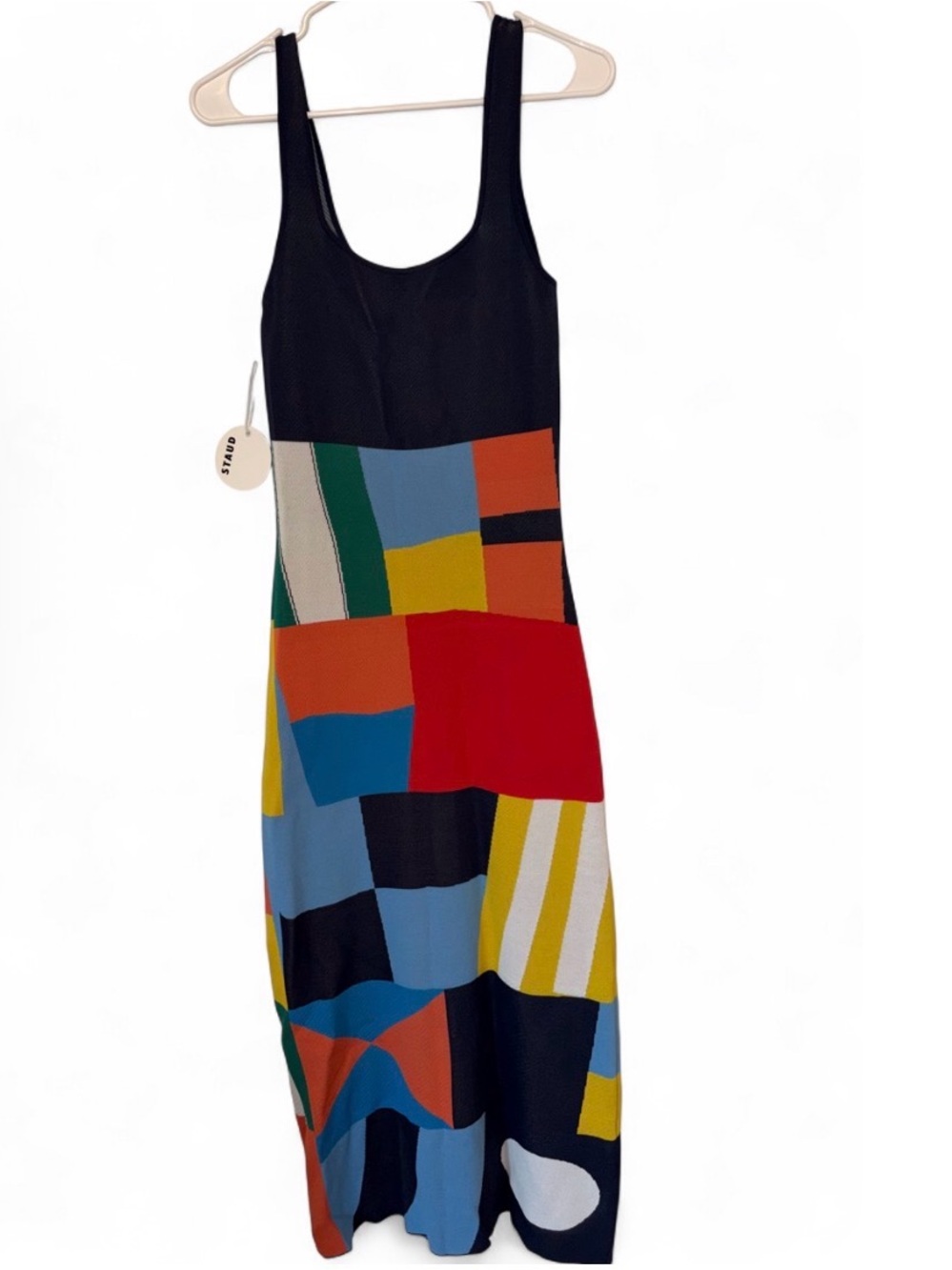 STAUD Black Bodice Multicolor Geometric Maxi Dress - Picture 2 of 5